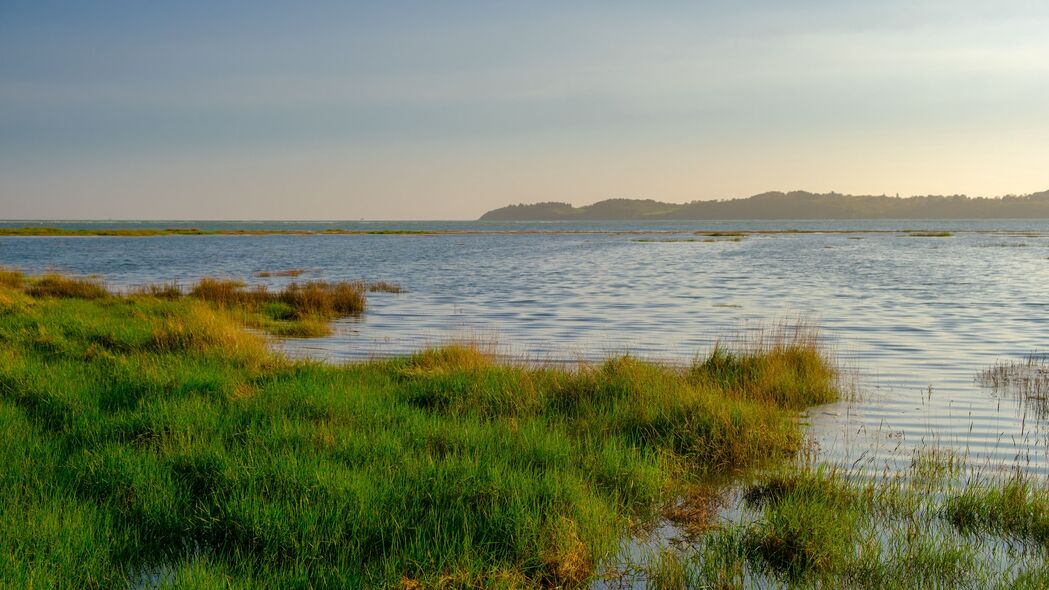 湖岸草水美景，4K高清壁纸下载，3840x2160分辨率自然风景图片