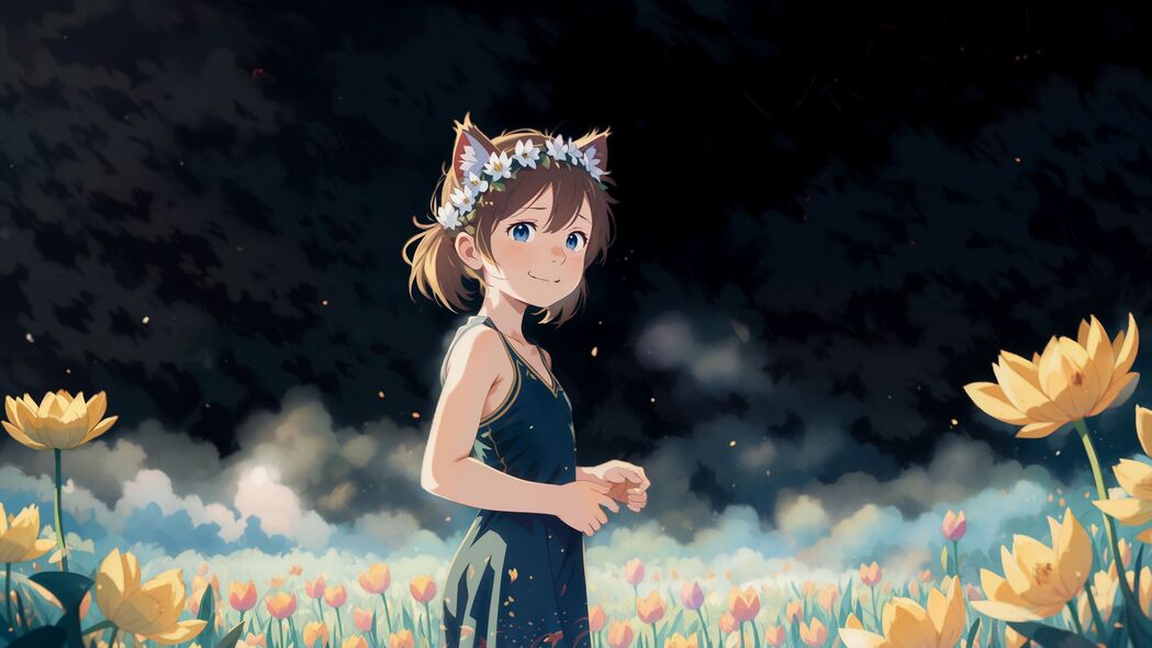 女孩微笑如花，动漫云梦4K壁纸，高清3840x2160下载