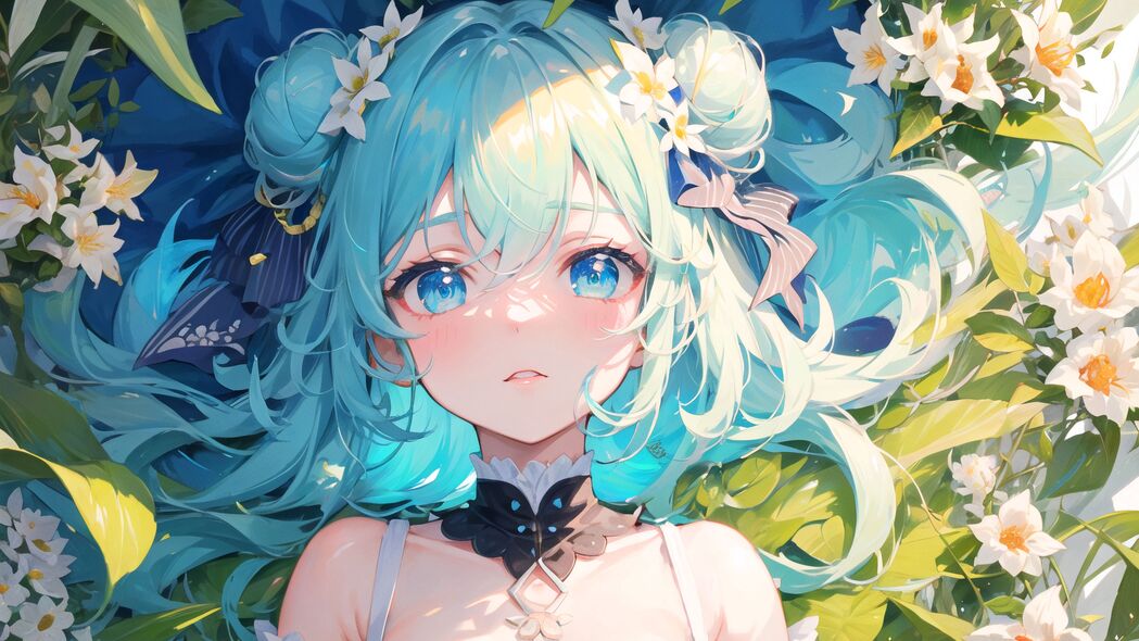 女孩与花，绝美4K动漫扼流圈壁纸，3840x2160高清下载