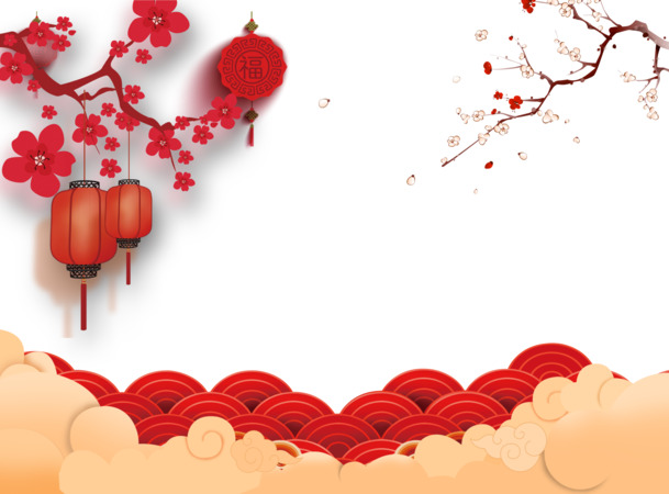 新春喜庆背景设计素材，高清PSD分层图与PNG透明图片，手绘卡通元素免费下载