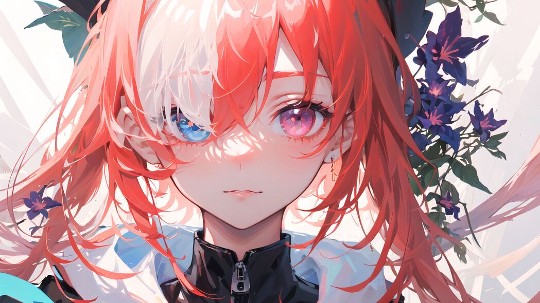 异色眼眸女孩动漫4K超高清壁纸，浅色梦幻，3840x2160分辨率免费下载