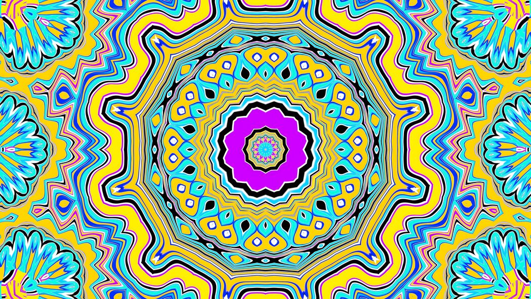分形万花筒抽象艺术，明亮形状4K高清壁纸，3840x2160超清下载