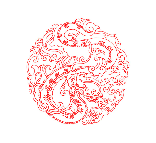龙纹PNG高清透明图片，精美装饰花纹素材，免费下载