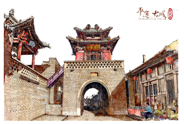 中国风手绘建筑PNG透明图片，高清装饰元素设计素材下载
