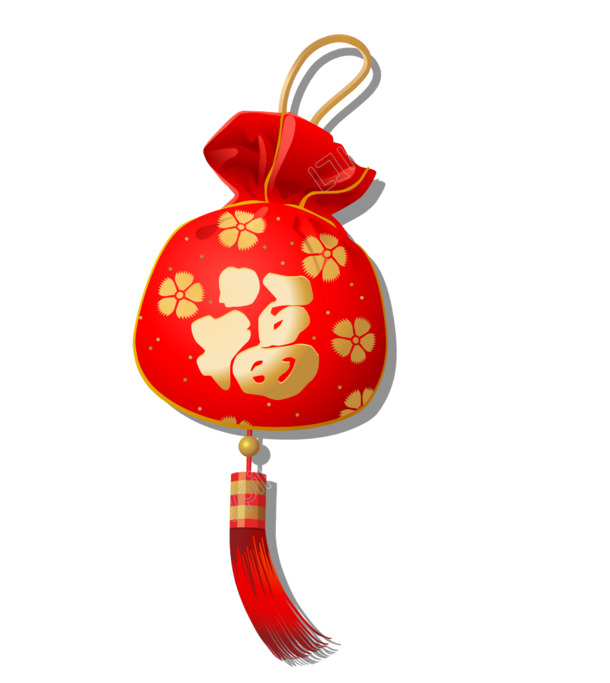 节日元素大放送，红色香包福字高清PNG透明图片，春节、元旦、元宵图片设计素材下载