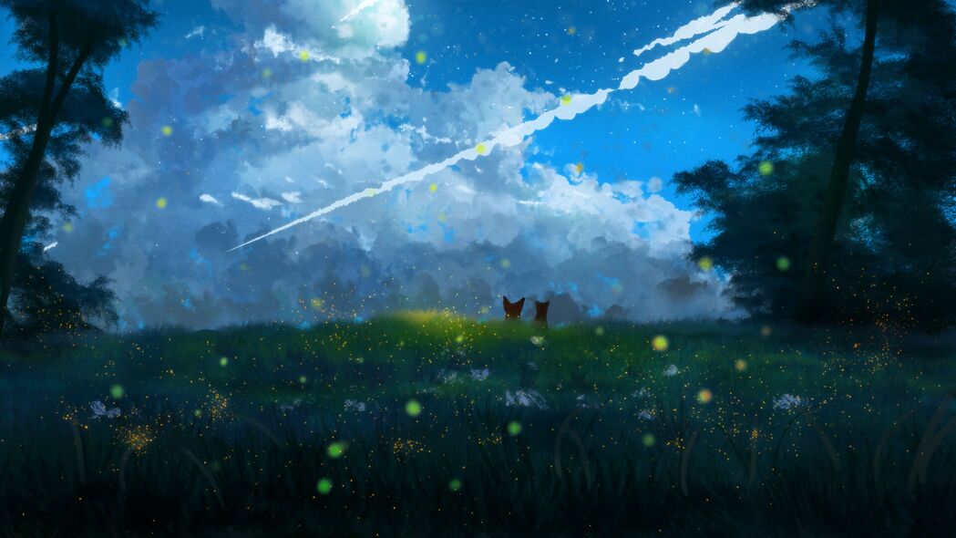 剪影花草田野云韵，4K艺术壁纸，高清3840x2160背景图片，免费下载