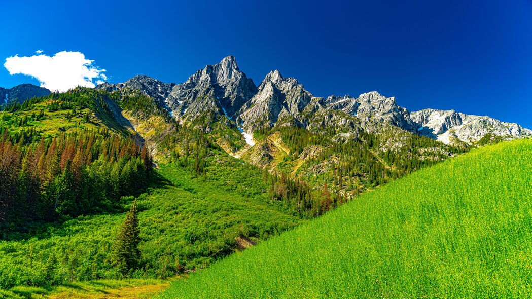 绝美岩石斜坡山谷草地风光，高清4K壁纸，3840x2160分辨率，免费下载
