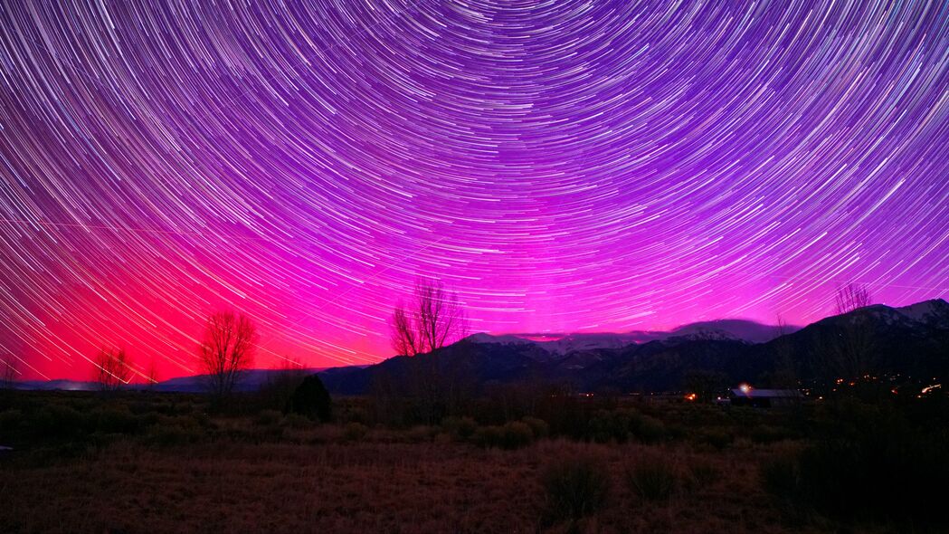 夜间星空冰灯山谷，超清4K山脉壁纸，3840x2160高清下载