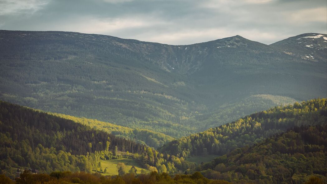 山谷斜坡树木山脉美景，超高清4K壁纸，3840x2160分辨率，免费下载