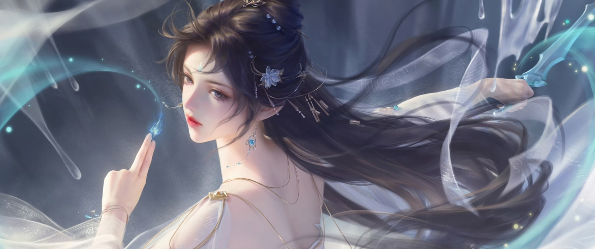 完美世界清漪同人唯美壁纸，高清4K动漫带鱼屏，3440x1440分辨率下载