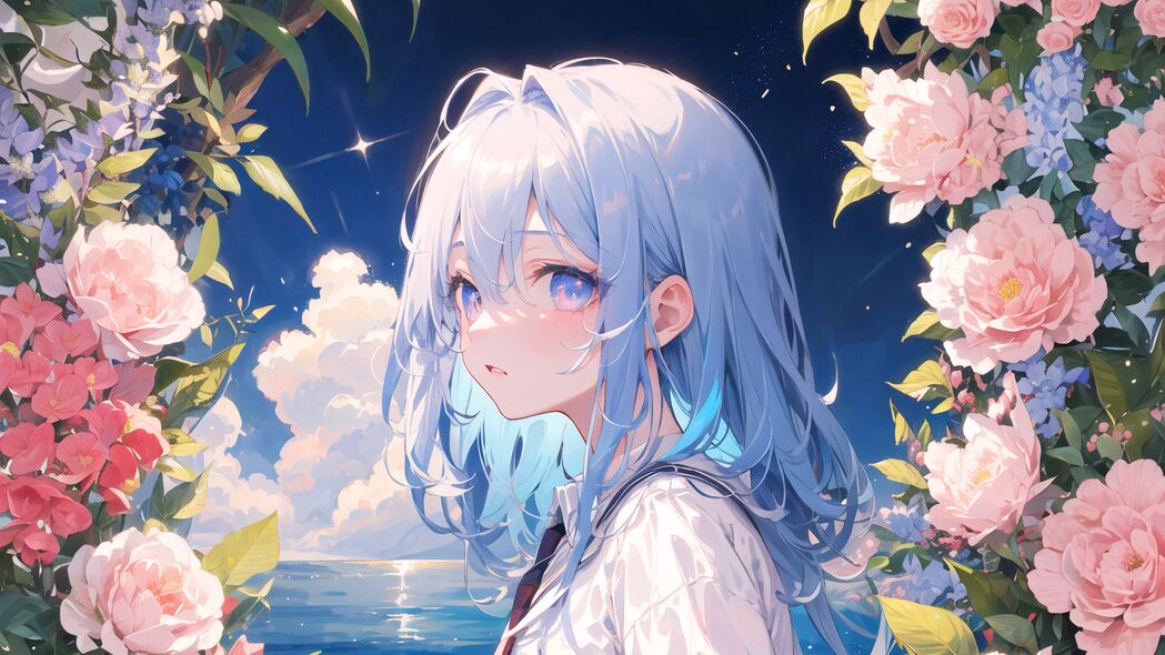 女孩与海动漫绝美4K壁纸，高清3840x2160分辨率，精选下载