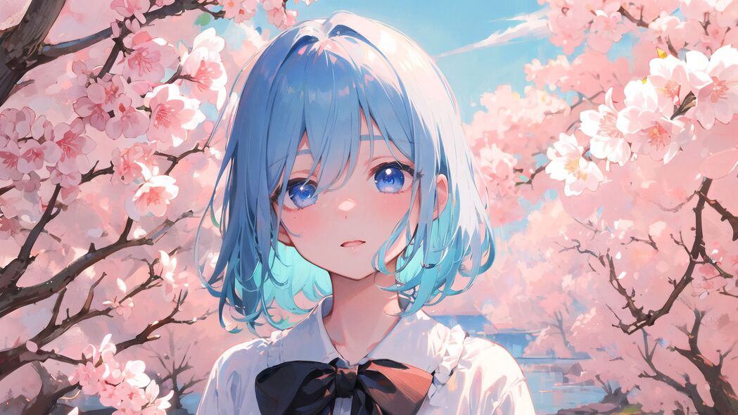 春日樱花下的少女，精美弓姿动漫壁纸，4K超清3840x2160免费下载
