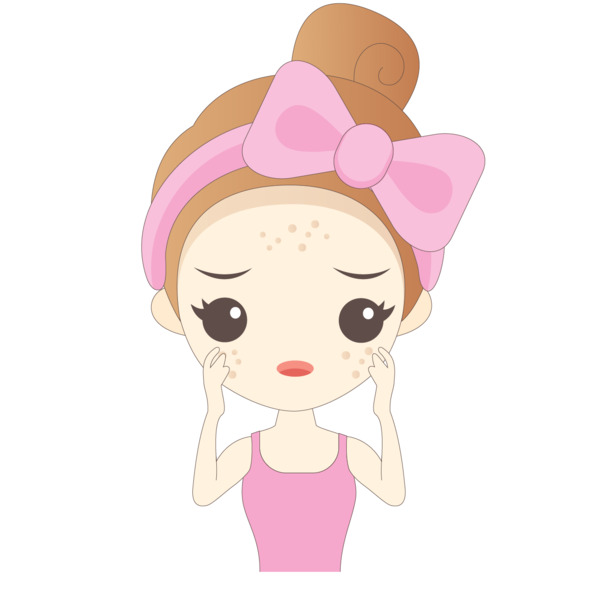 卡通女孩长痘烦恼，高清PNG透明手绘素材，创意卡通元素图片免费下载