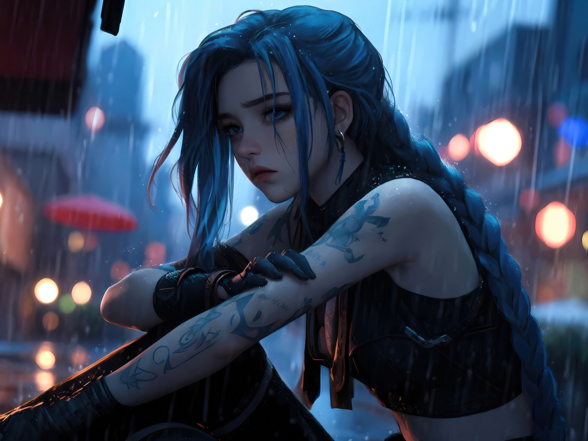 雨天金克丝，英雄联盟LOL超清平板壁纸，2732x2048高清下载