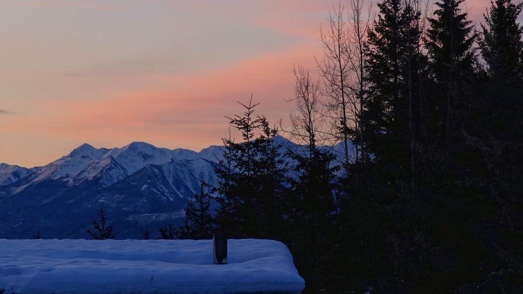 树影映雪山，月光洒天际——超清4K风景壁纸（3840x2160）免费下载