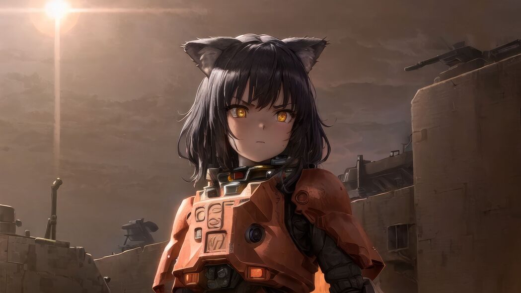 女孩战士Neko，炫酷武器动漫4K壁纸，3840x2160超清下载