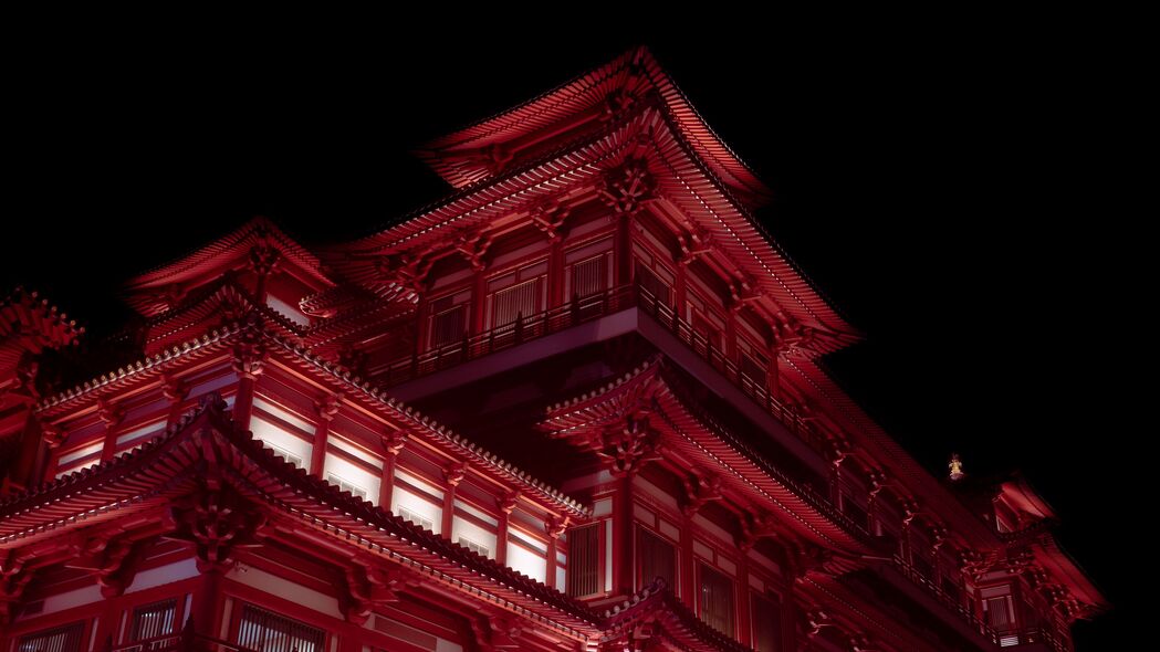 宝塔建筑夜色红韵，超清4K壁纸，3840x2160高清背景图片下载
