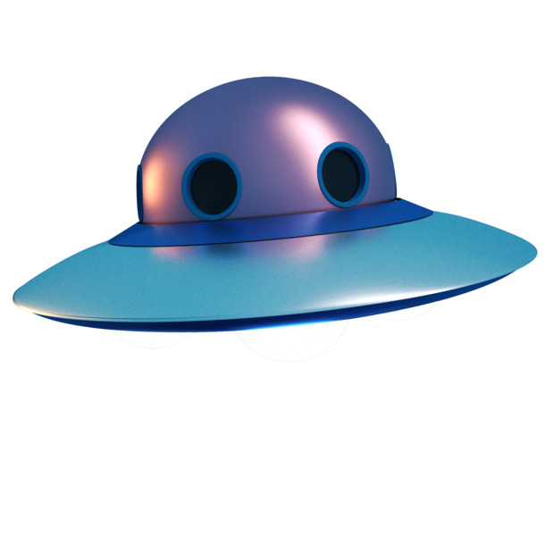 电商C4D素材，UFO卫星飞船高清PNG透明装饰元素，创意图案设计下载