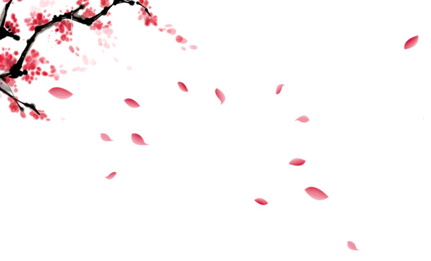 水墨桃花花瓣高清PNG透明素材，优雅漂浮元素，设计素材免费下载
