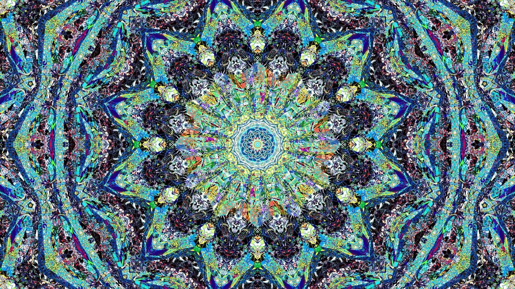 分形万花筒抽象艺术，彩色4K超清壁纸，3840x2160高清背景图片下载