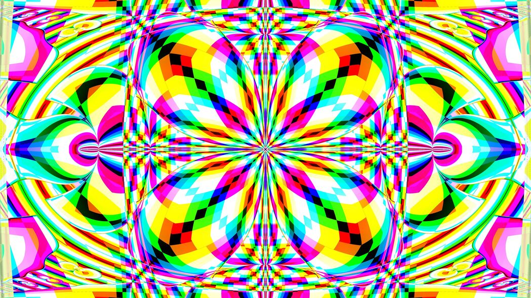 万花筒炫彩发光形状4K壁纸，高清明亮，3840x2160超清下载