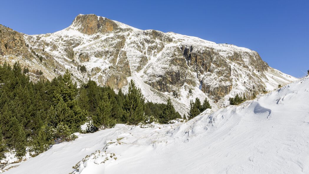 山雪树景斜坡绝美4K壁纸，高清3840x2160风景图片，一键下载！