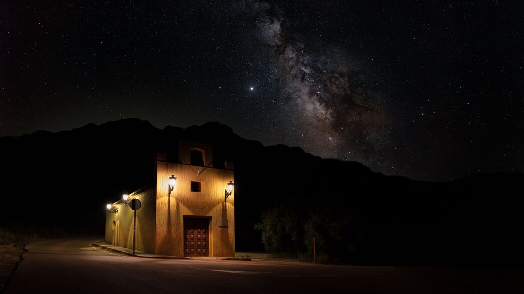 建筑夜色星光璀璨，深色调4K高清壁纸，3840x2160超清下载