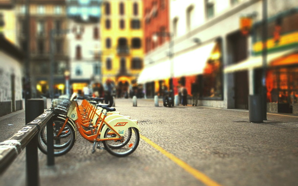 梦幻城市街道自行车PNG素材，高清透明背景，摄影风景图片设计资源下载