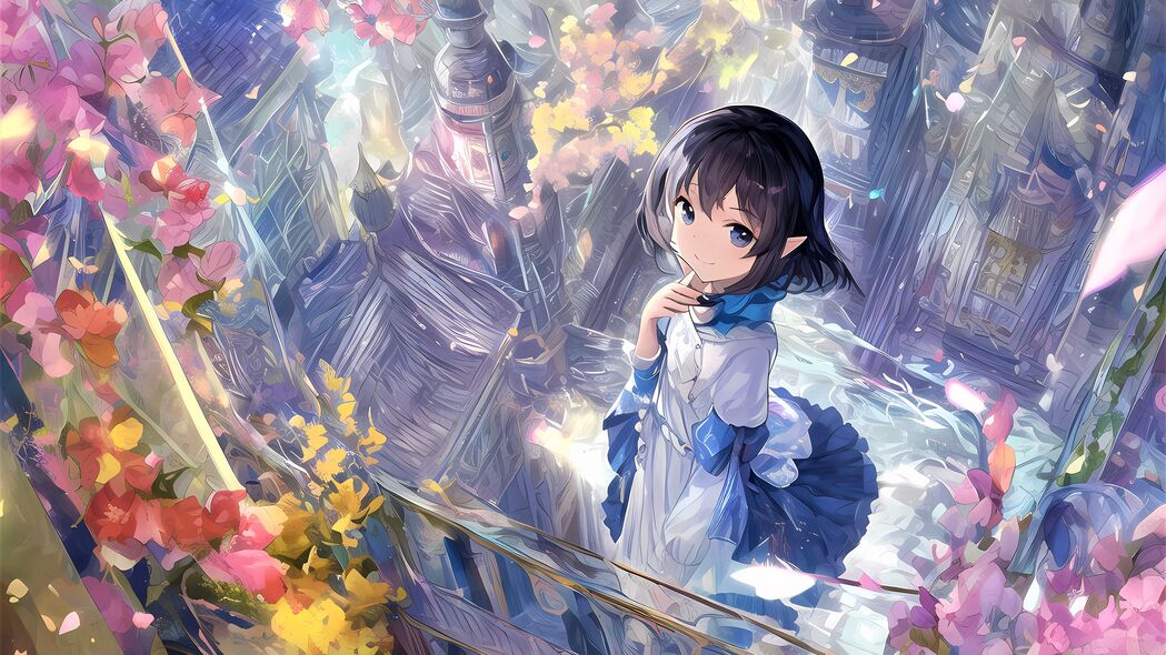 动漫女孩微笑Neko连衣裙超清4K壁纸，3840x2160高清下载