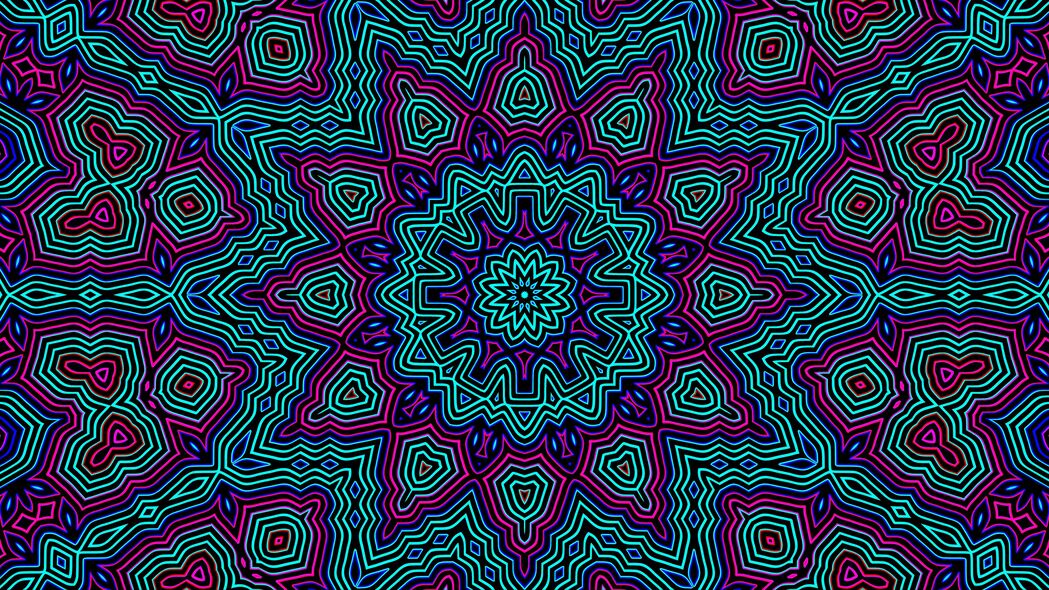 分形万花筒抽象图案，明亮4K高清壁纸，3840x2160分辨率下载