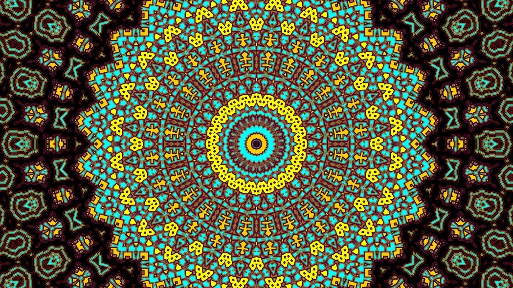 分形万花筒抽象艺术，彩色数字4K壁纸，3840x2160高清背景图片下载