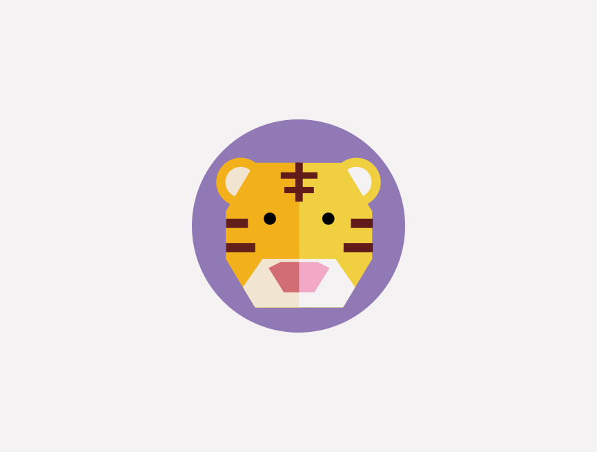 圆形商标logo，老虎图标设计模板