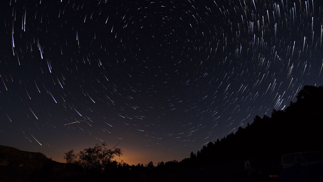 夜间星光剪影，高清4K冰柜灯壁纸，3840x2160超清背景图片下载