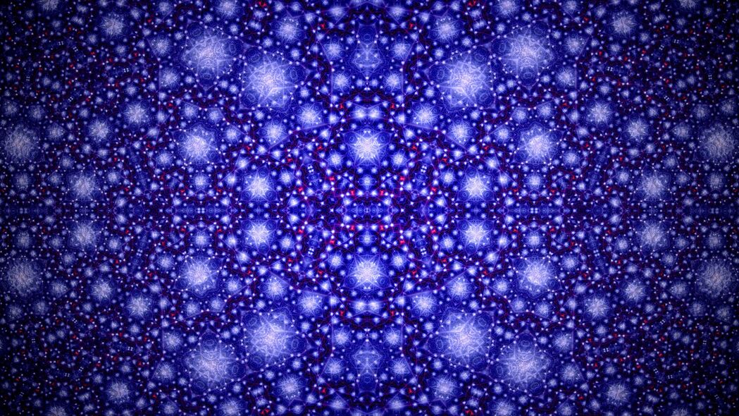 万花筒奇幻世界，蓝色发光形状4K超清壁纸，3840x2160高清下载
