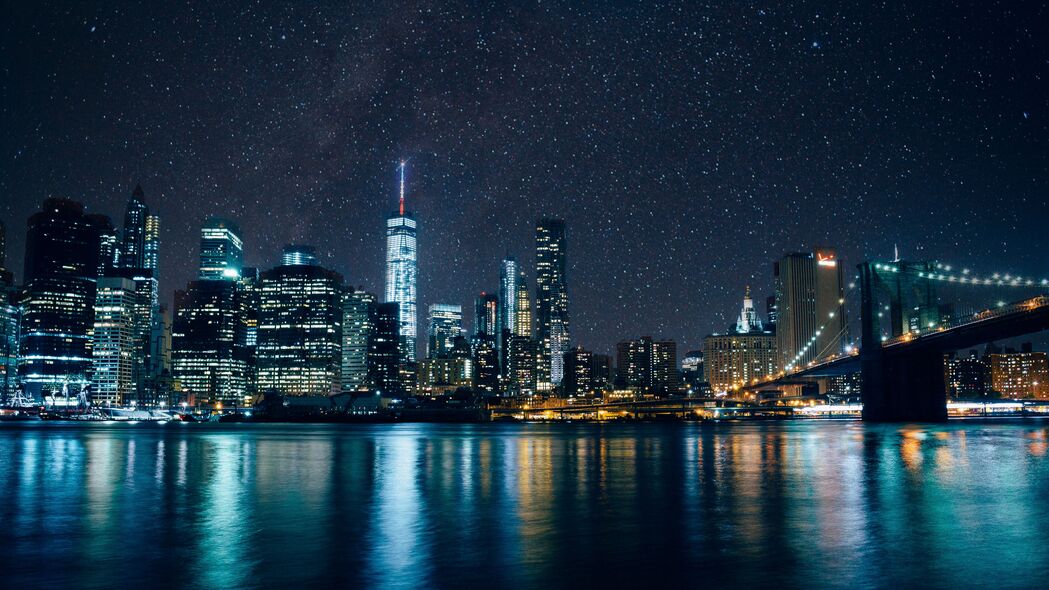 夜晚摩天塔影，星光河流映辉，4K高清壁纸惊艳下载（3840x2160）
