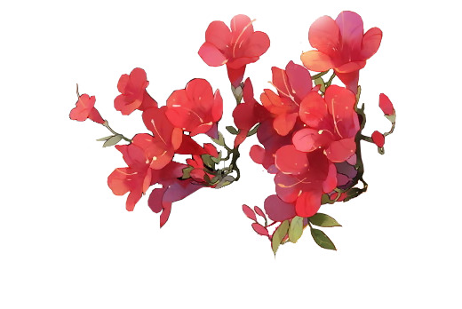 高清PNG透明图片，红色花朵装饰元素，花瓣花枝细节尽显，植物图片设计素材下载