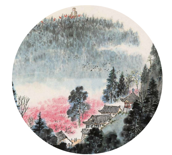 江南水乡美景PNG素材，高清透明山水画，中国风装饰元素下载