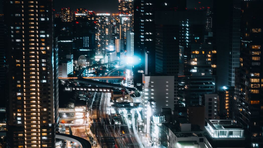 建筑夜景灯光璀璨，4K高清冷冻灯辉光壁纸，3840x2160超清下载