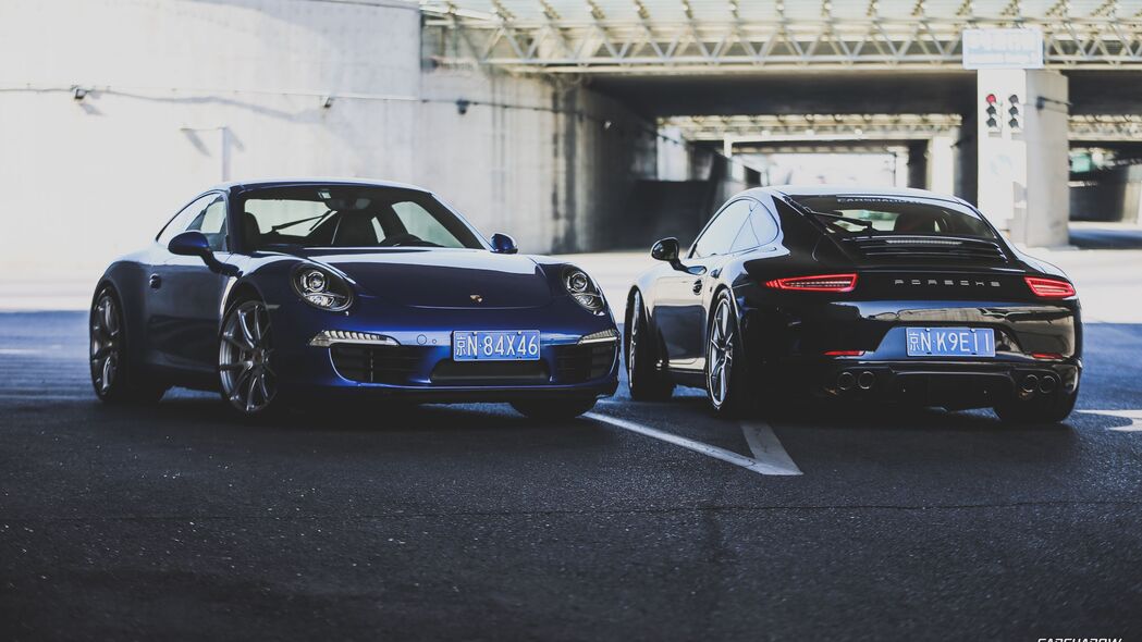 保时捷911蓝色跑车4K壁纸，高清3840x2160汽车图片下载