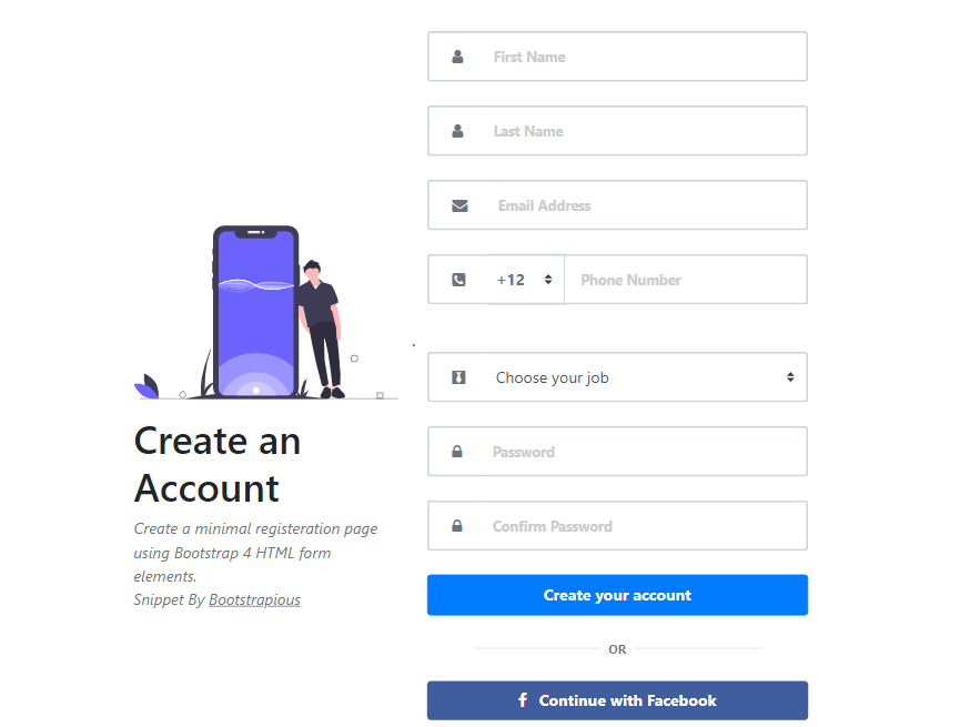 bootstrap注册界面代码，注册表单页面模板html必备