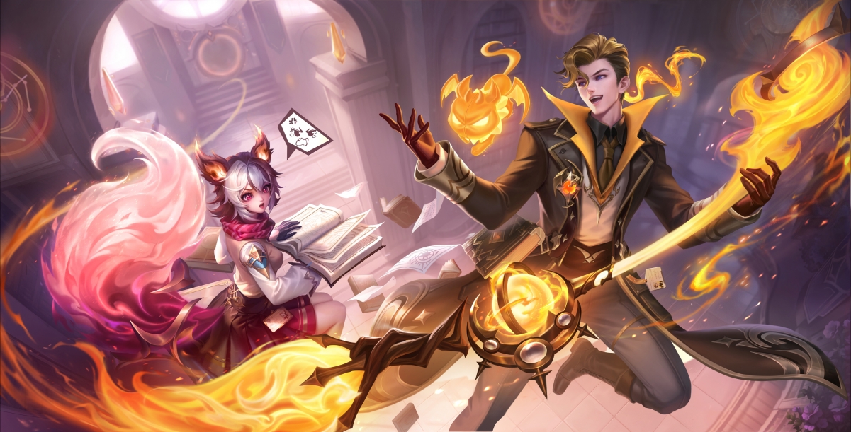 王者荣耀，妲己灵卜与高渐离燃音魔法4K超清壁纸，震撼4243x2160分辨率，精美游戏图片免费下载