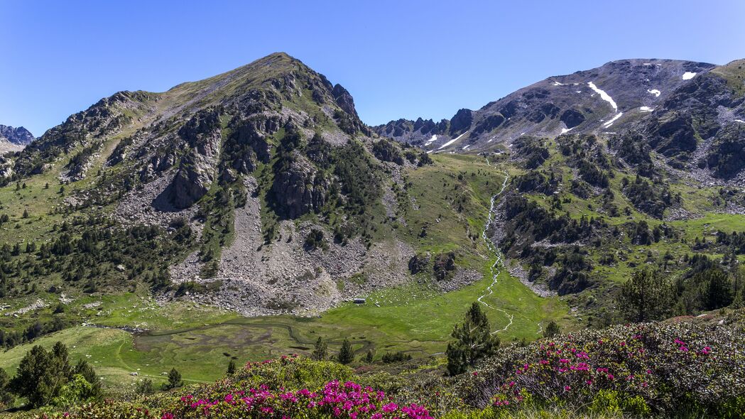 山坡花海美景，高清4K山谷壁纸，3840x2160分辨率，免费下载