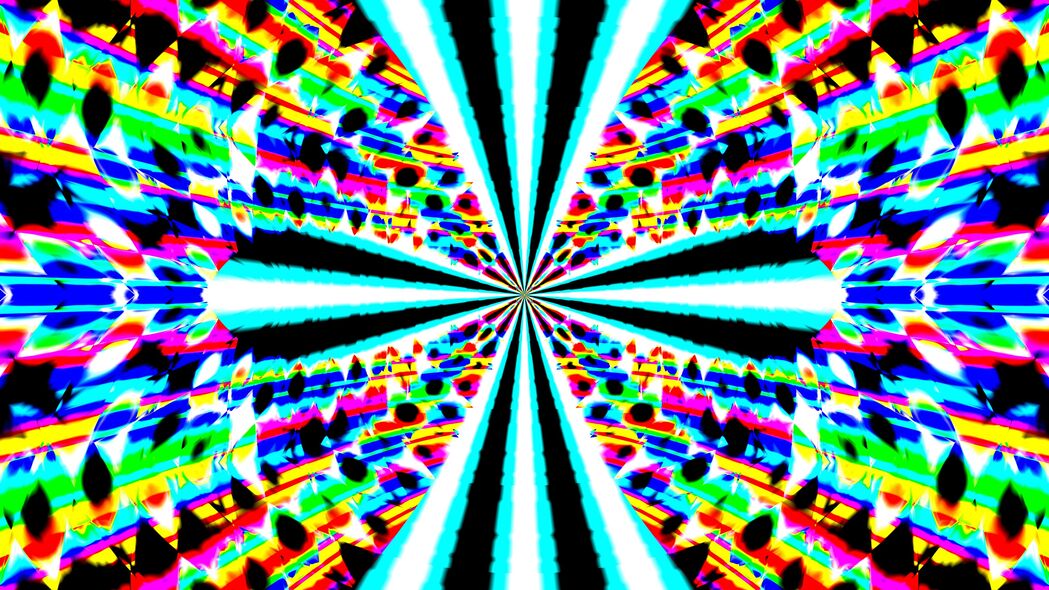 射线分形万花筒抽象艺术，明亮4K壁纸，3840x2160超高清背景图片下载