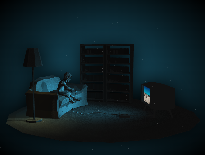 3d场景搭建，炫酷打游戏动画图