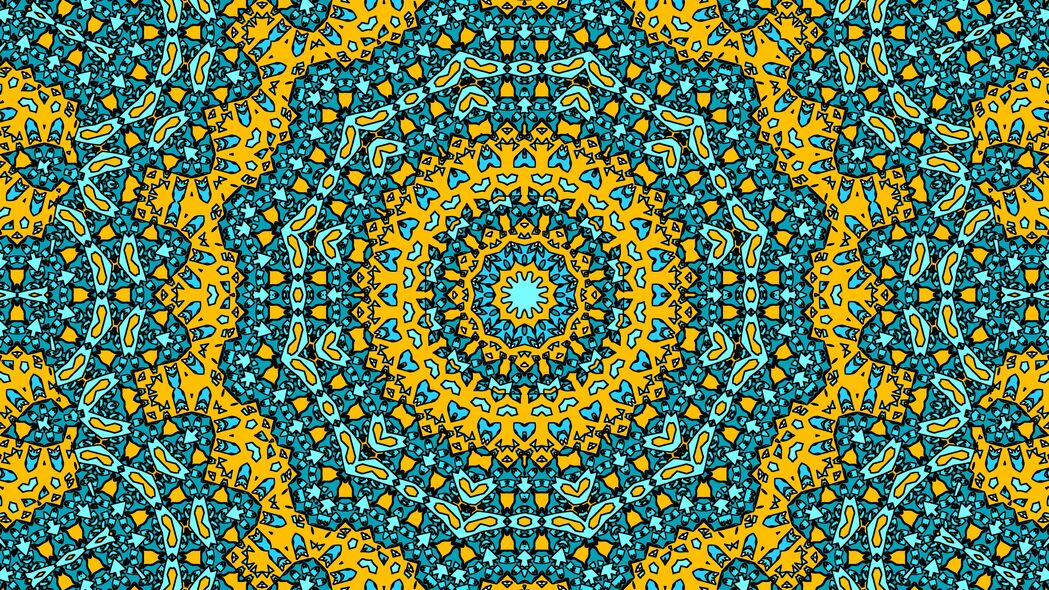 分形抽象图案壁纸，高清4K黄色蓝色背景，3840x2160超清下载