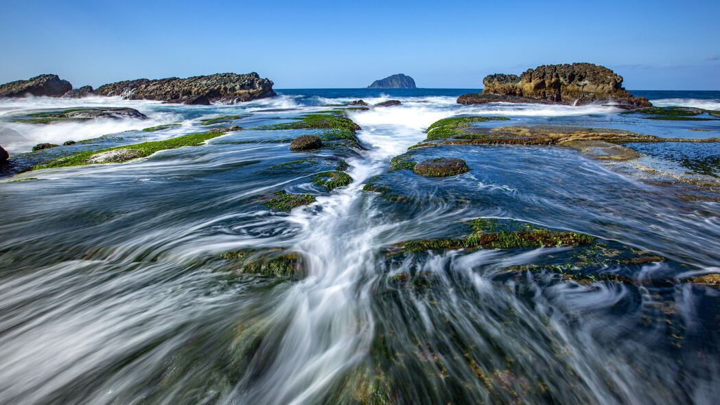大海石头漩涡之美，超清4K自然风景壁纸（3840x2160）高清下载