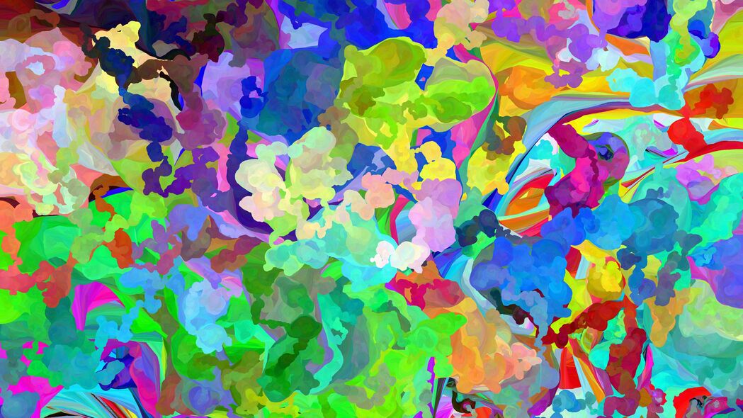 4K高清壁纸，明亮彩色斑点抽象，笔划绘画混合，3840x2160超清背景图片下载