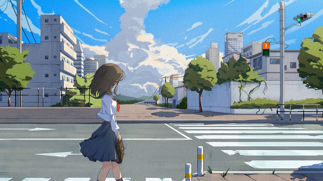 女学生动漫卡通4K壁纸，清新女孩形象，高清3840x2160分辨率下载