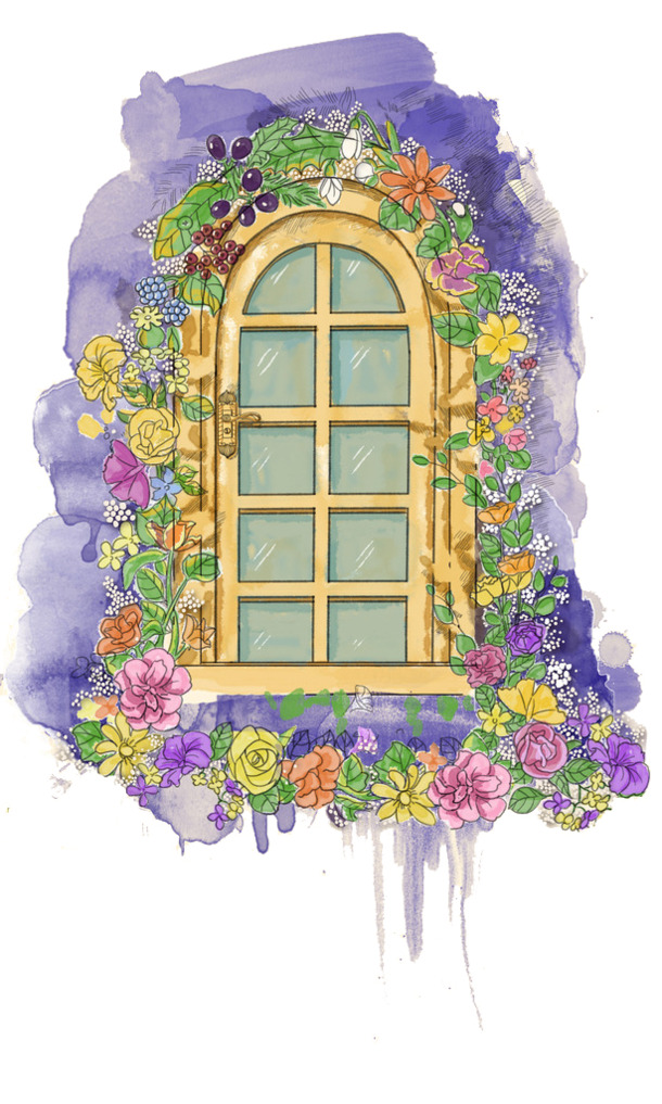 手绘花门PNG透明图，高清节日元素，情人节设计素材下载