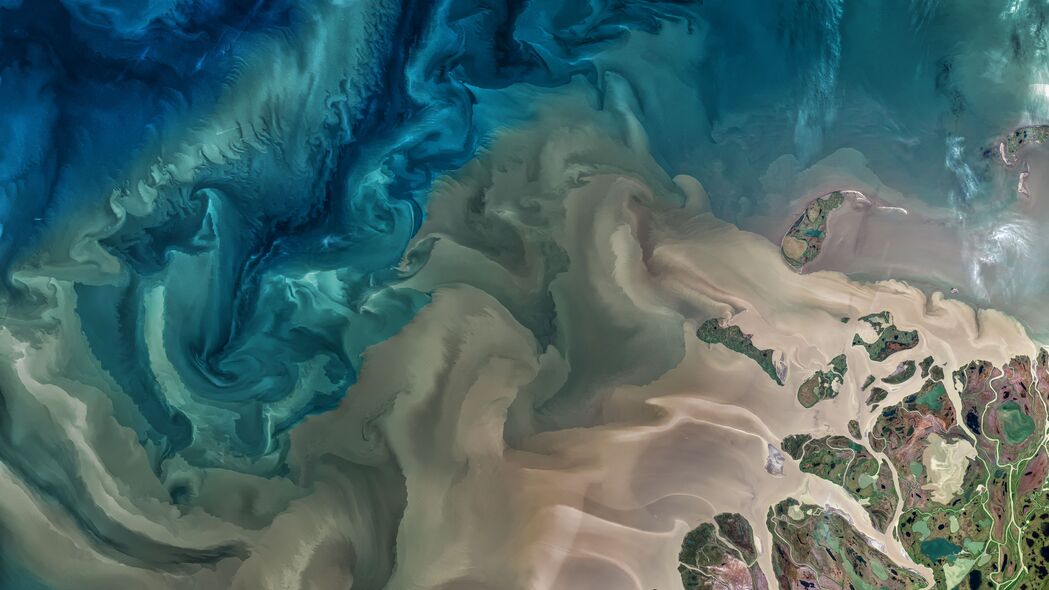 河海奇观卫星鸟瞰，超清4K壁纸下载，3840x2160高清风景图片